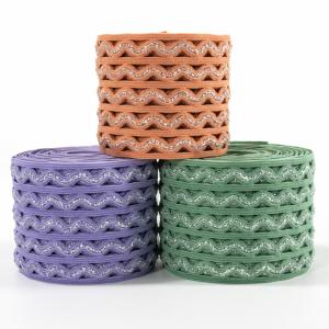 Quality OEM nylon wavy pattern picot edge lace trim elastic scallop ribbon for clothing dress swimwear wholesale