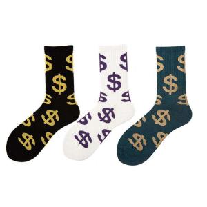 Quality Wholesale Custom Designer Crew Cotton Winter Socks Dollar Pattern Socks Unisex wholesale