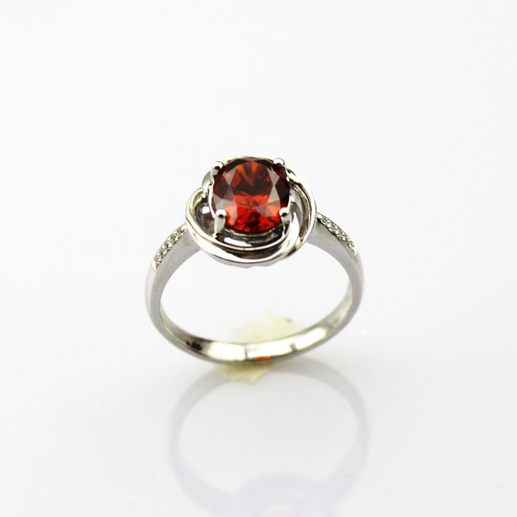 925 Sterling Silver Ring with 7mmx9mm Oval GarnetCubic Zircon for Women (R199)