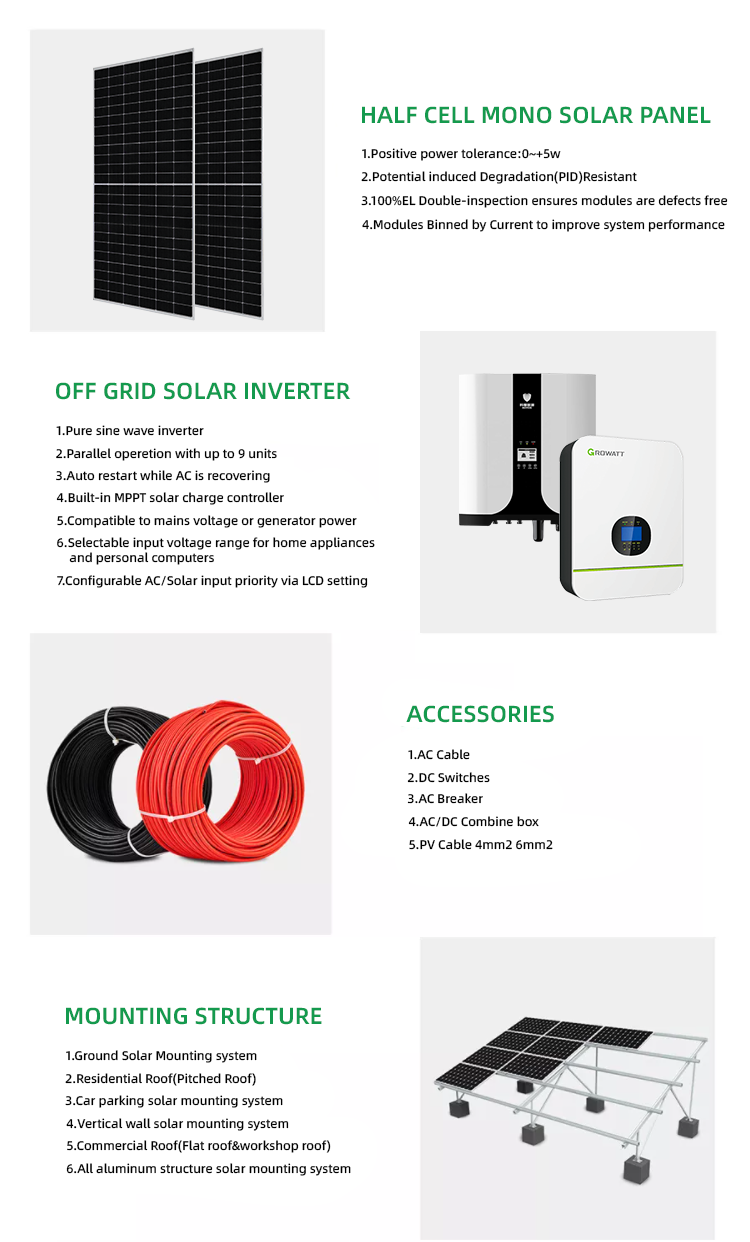 Off Grid Solar Systems 5000watt 1000watt 1500w Solar Generator with 24 Hour Work Time