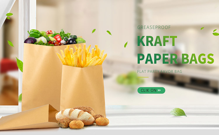 BOPP Sealable Greaseproof Flat Brown Kraft Paper Food Bags Pouch For Bakery Butter