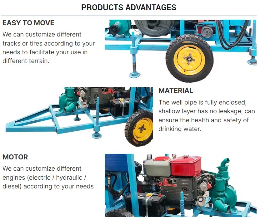 Trailer Mounted Water Well Drilling Rig With 50mm Drilling Rod For 150M Depths