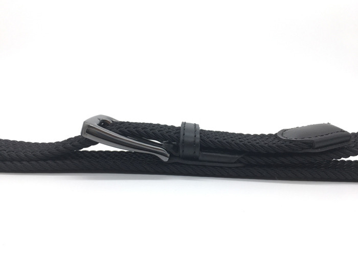Men Cowhide Braided Fabric 3.5CM Elastic Woven Stretch Jeans Belts