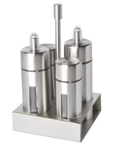 Quality 4Pcs Square Base Condiment bottle set SHKT-9203,Stainless steel seasoning bottle wholesale