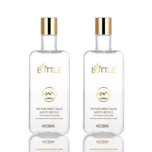 Quality 300ml Disc Cap Bottle Transparent PETG Material Recycable With Gold Lid wholesale