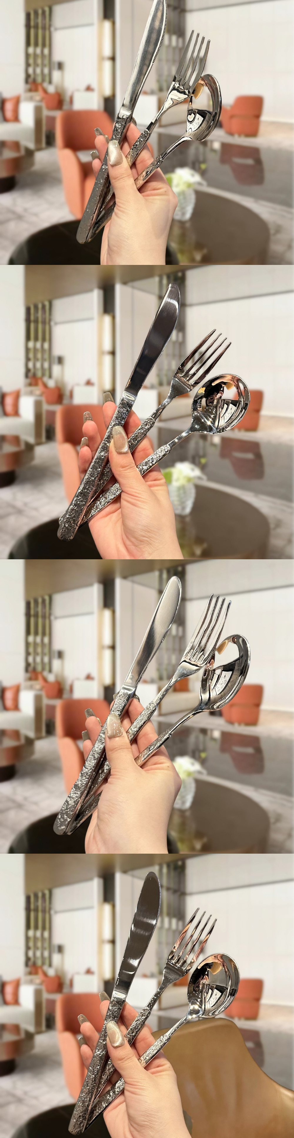 Get Ready to Impress Stocked Retro Silverware with Creative Stone Handle and Mirror Knife