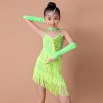 The new children tassel Latin dance costumes performing dress uniforms girls