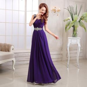 Quality Chiffon Long Section Bridesmaid Dress Double Shoulder Straps Beading Sash Toast Dress wholesale