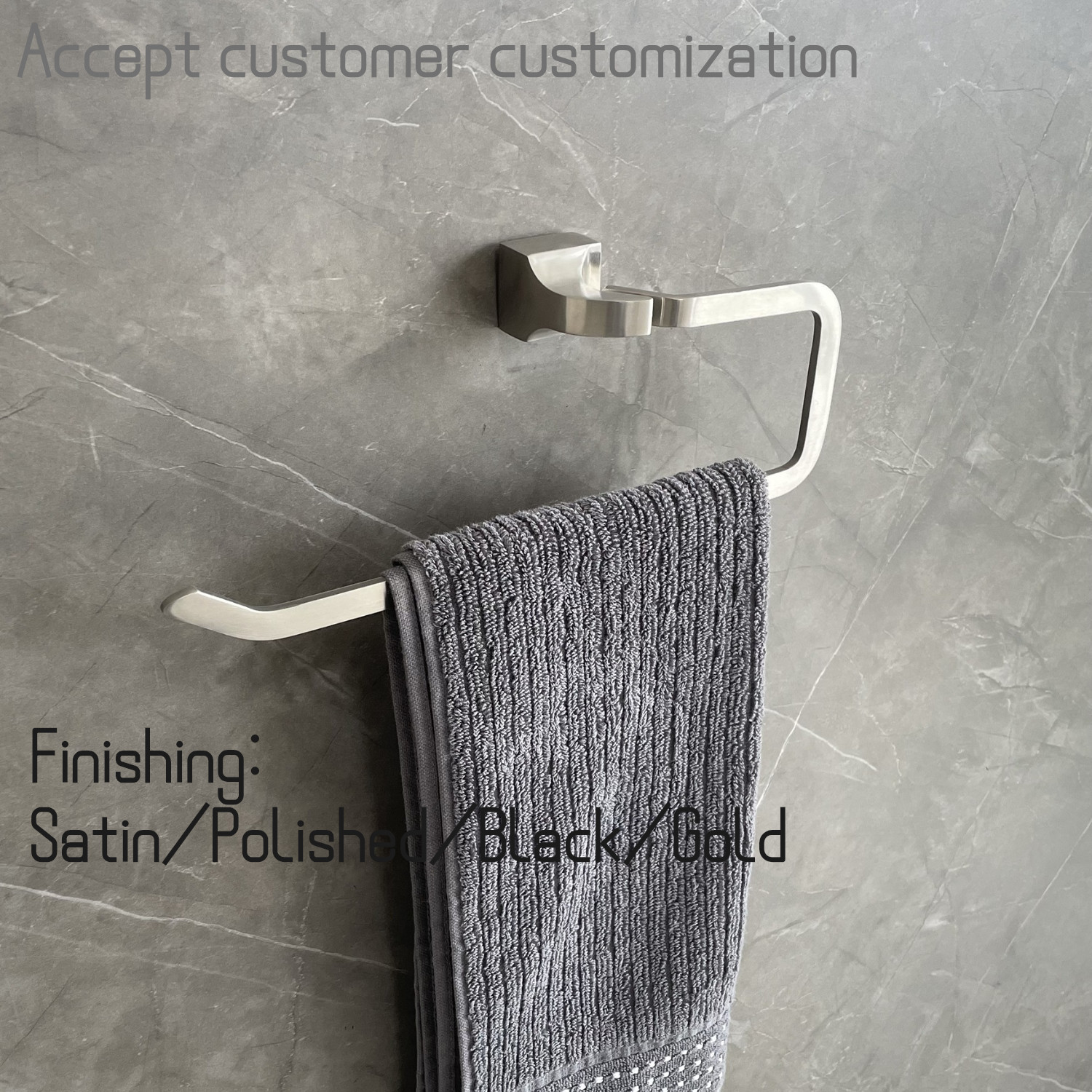 Warm Grey Satin Finish Bathroom Towel Rings Wall Mounted Hand Sus304 Customizable