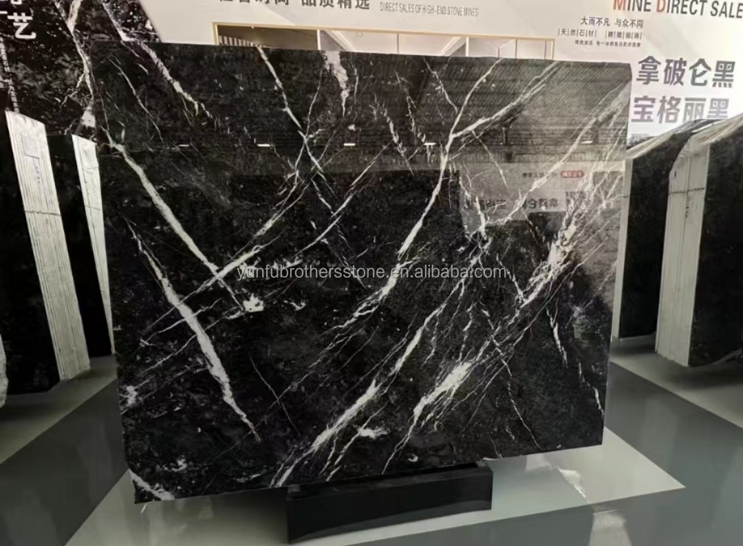 Hotel Surface Finishing Polished Italian Fendy Black Marble with White Veins Tile