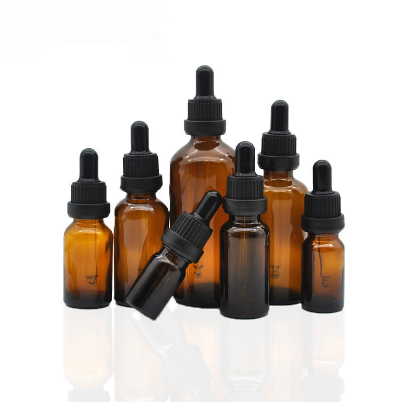 30-50ml Round Clear Dropper Glass Skin Care Oil Bottle with White Push Dropper Assembled Dropper