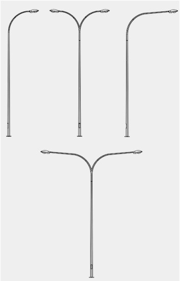 Round / Conical Street Commercial Light Poles With Single Branch Powder Coated