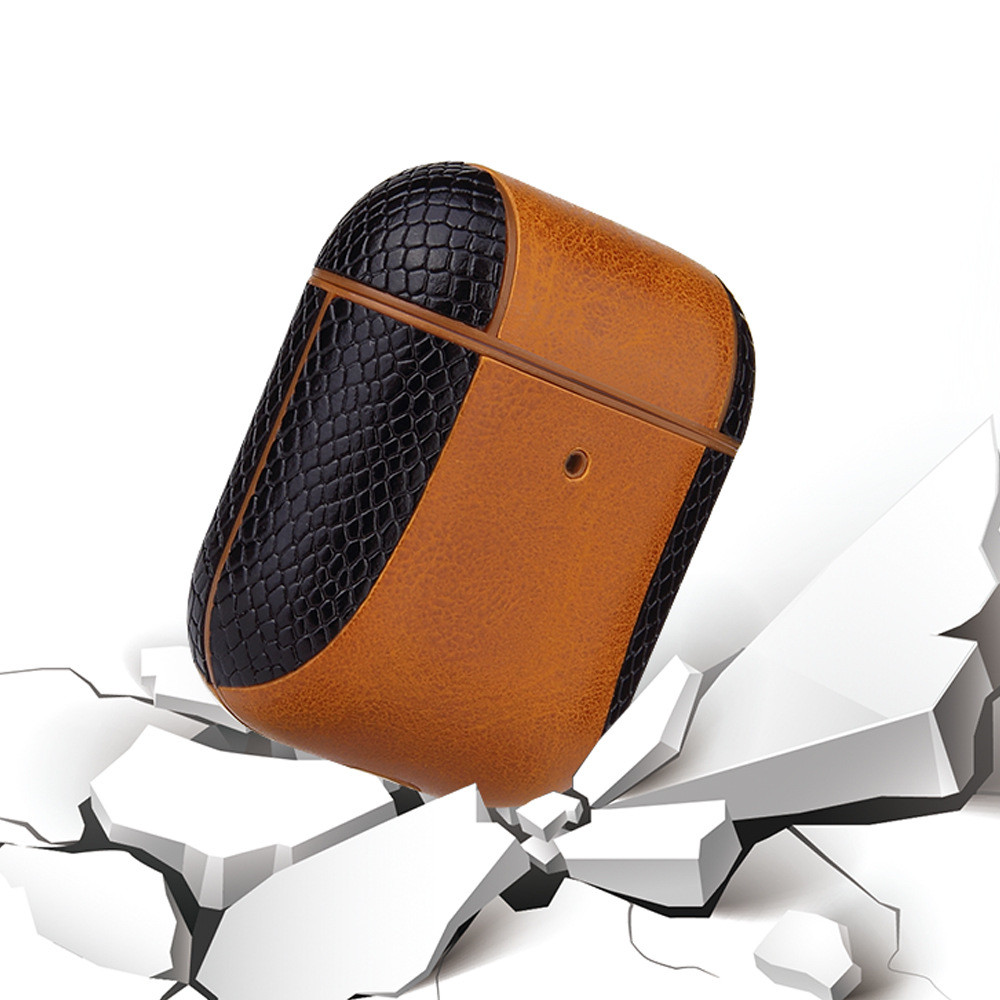 Genuine Leather Case Front LED Visible Charging Cover for Apple AirPod 2 & 1
