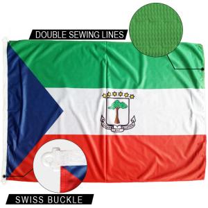 Quality 3x5' Equatorial Guinea Flag African Country Knitted Polyester Rope and swiss buckle Customized National banner wholesale