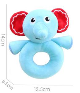 Quality Cute Baby Animal Head Rattle Plush toys 14cm wholesale