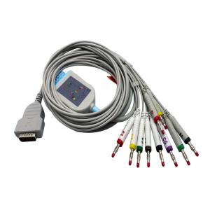 Quality 15 Pin Ekg Cable One Piece 10 Leads With Banana 4.0 Tpu Jacket 2029893-001 wholesale