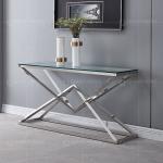 Clear Glass 151x40x75.5cm Stainless Steel Console Table French Style Console