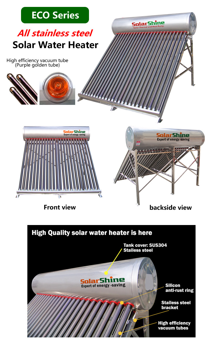 Safety Vacuum Tube Solar Water Heater , Solar Powered Tankless Water Heater