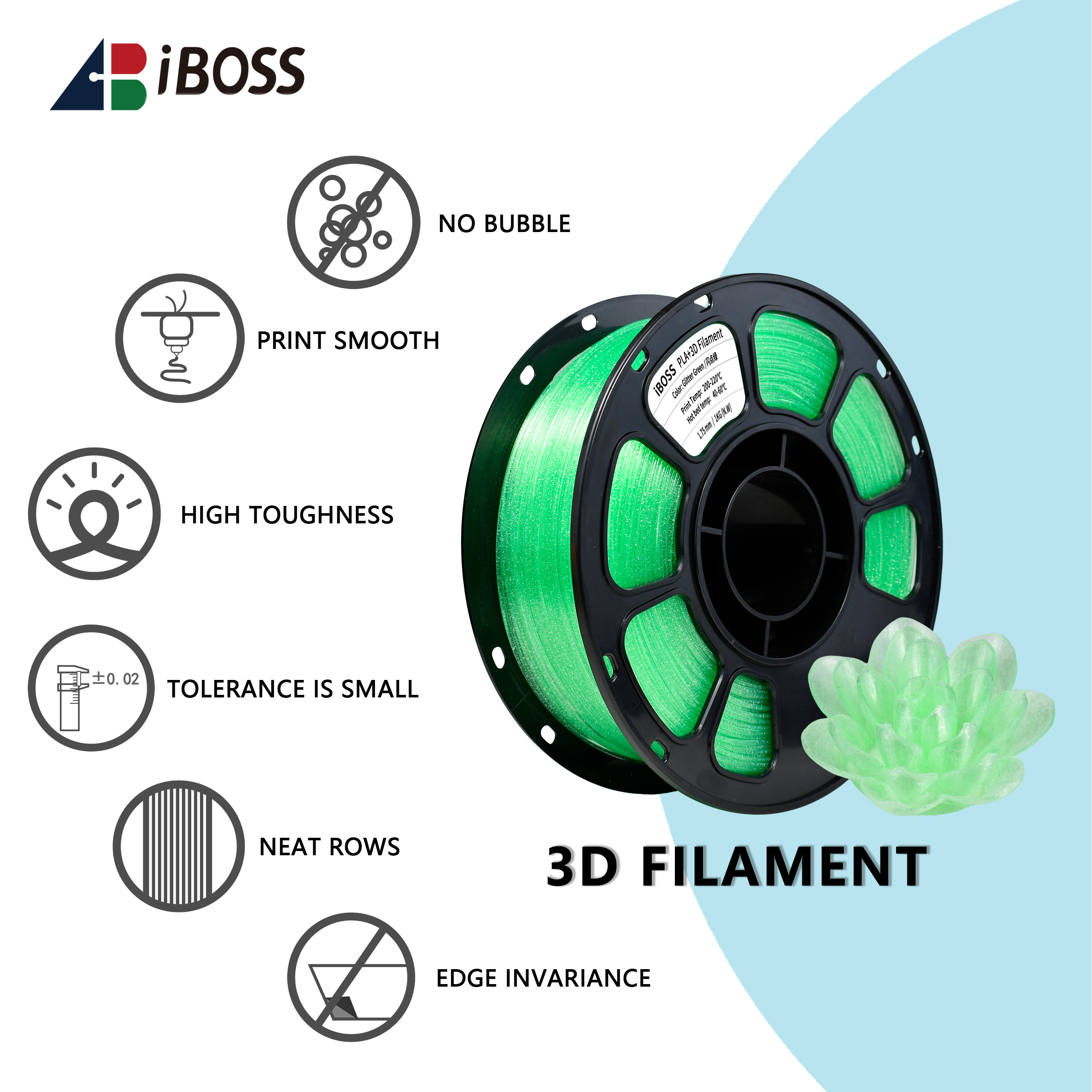 PLA+ 3D Printing Filament Glitter Green Filament 1.75mm 1kg PLA+ 3d Printing Material