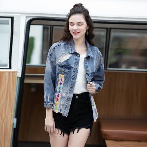 Quality Swan Print Hole Cowboy Ladies Jackets Coats wholesale