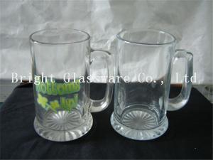 Quality clear glass beer mugs, glass water cup with decal logo wholesale
