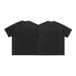 Quality Blank Vintage Men's Clothing 230g Washed 3D Steel Print Casual Short Sleeve T-Shirt wholesale