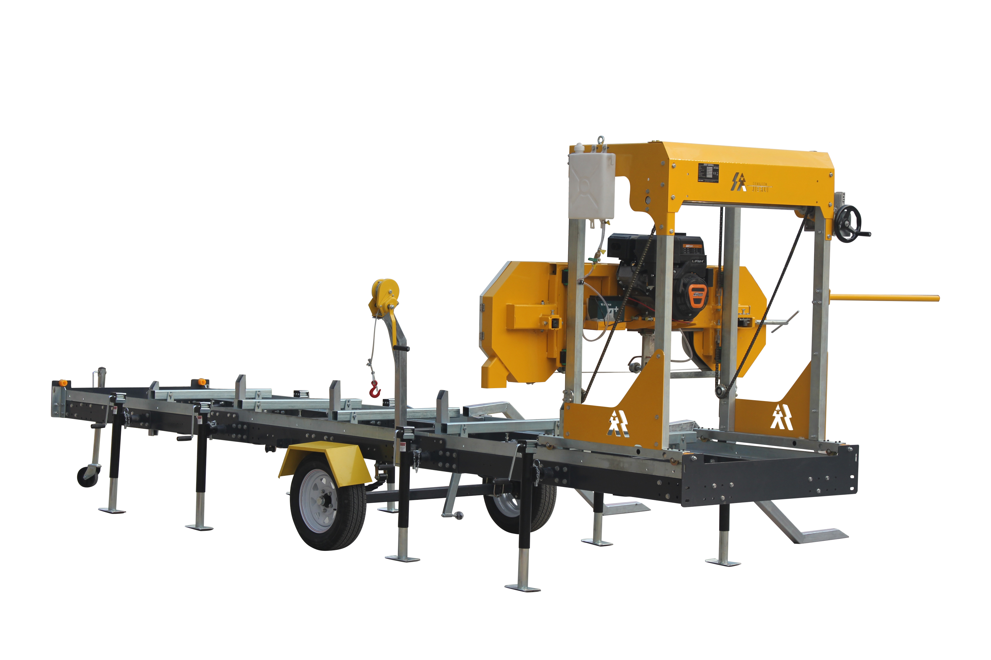 9HP Gasoline Engine Portable Horizontal Band Sawmill With 3.74*1.8*.17m Dimension