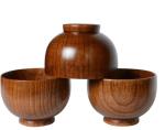 Natural wood cutlery stripe rice bowl Large bowl A grade jujube wood level