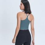 Removable Pads Y Back Spagettie Straps Fitness Womens Camisole With Bra Sport