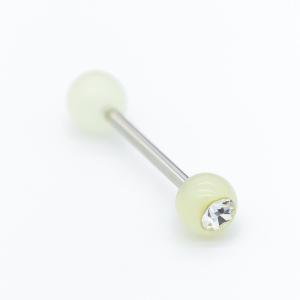 Quality Clear Crystal Gem Stainless Steel Tongue Bar Jewellery 14G 1.6mm wholesale