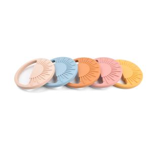 Quality Beige Pink Silicone Teether Ring Infants Teething Stacking Rings wholesale