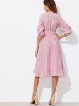 Asymmetrical Gathered Sleeve Surplice Wrap Pinstripe Dress For Women