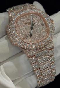 Quality Steel Body Full Iced Out Moissanite Diamond Watch Wrist Watch Handmade wholesale