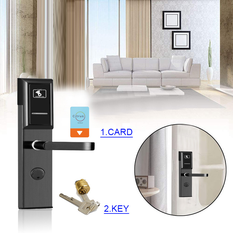 Mechanical Key MF1 T557 RFID Smart Door Lock ID TEMIC With Management Software