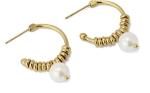 Everyday Wear Pearl Hoop Earrings 25mm Stainless Steel Drop Earrings