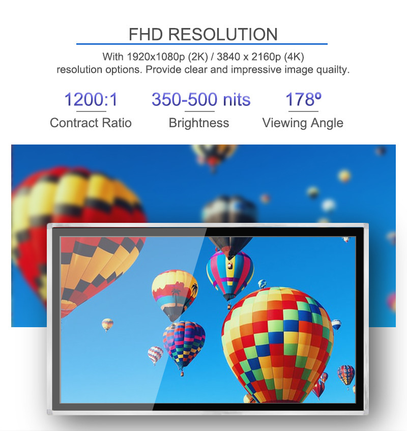 178° Wall Mounted Digital Signage 43 Inch Interactive LCD Monitor PC Windows