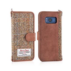Quality Brown Harris Tweed Phone Case 5.8 Inch Leather Wallet Case For Samsung S8 wholesale