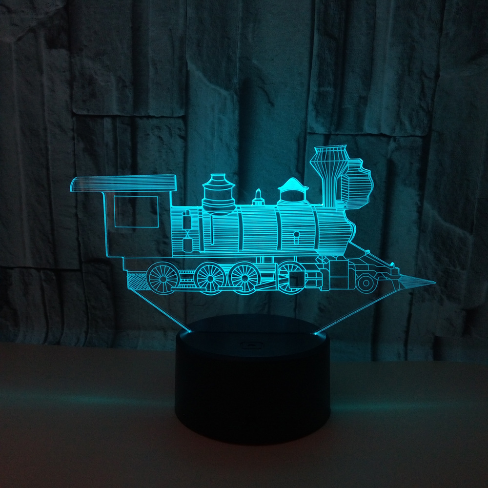 New custom OEM logo sign train 3D night light Colorful abstract illusion light Gift small table lamp