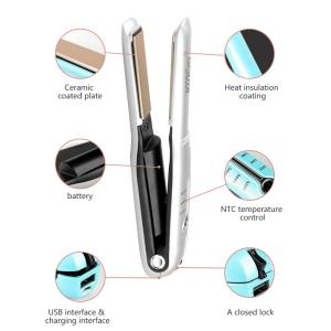 Quality 4000mAh USB Mini Battery Powered Hair Straightener Lightweight Anti Frizz wholesale