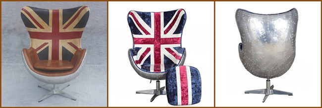 Alumium Covered Union Jack Aviator Egg Chair Vintage Antique