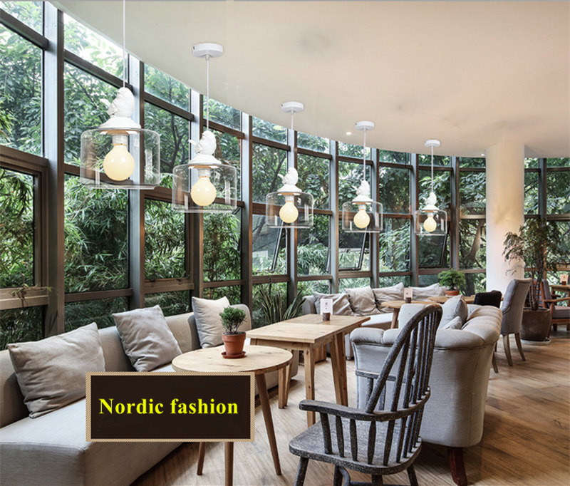 Glass Pendant Lamp Lanterns Restaurant Droplight Nordic Bird Hanglight(WH-VP-151)