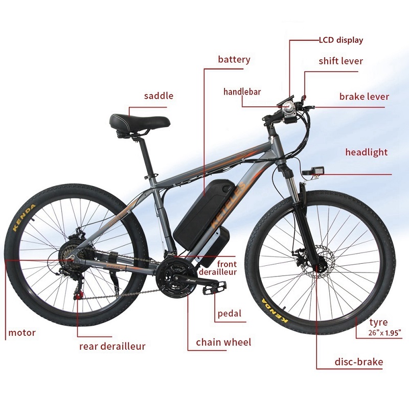 500w Electric Mountain Bike , 26"X1.95" Battery Assist Mountain Bike 13AH