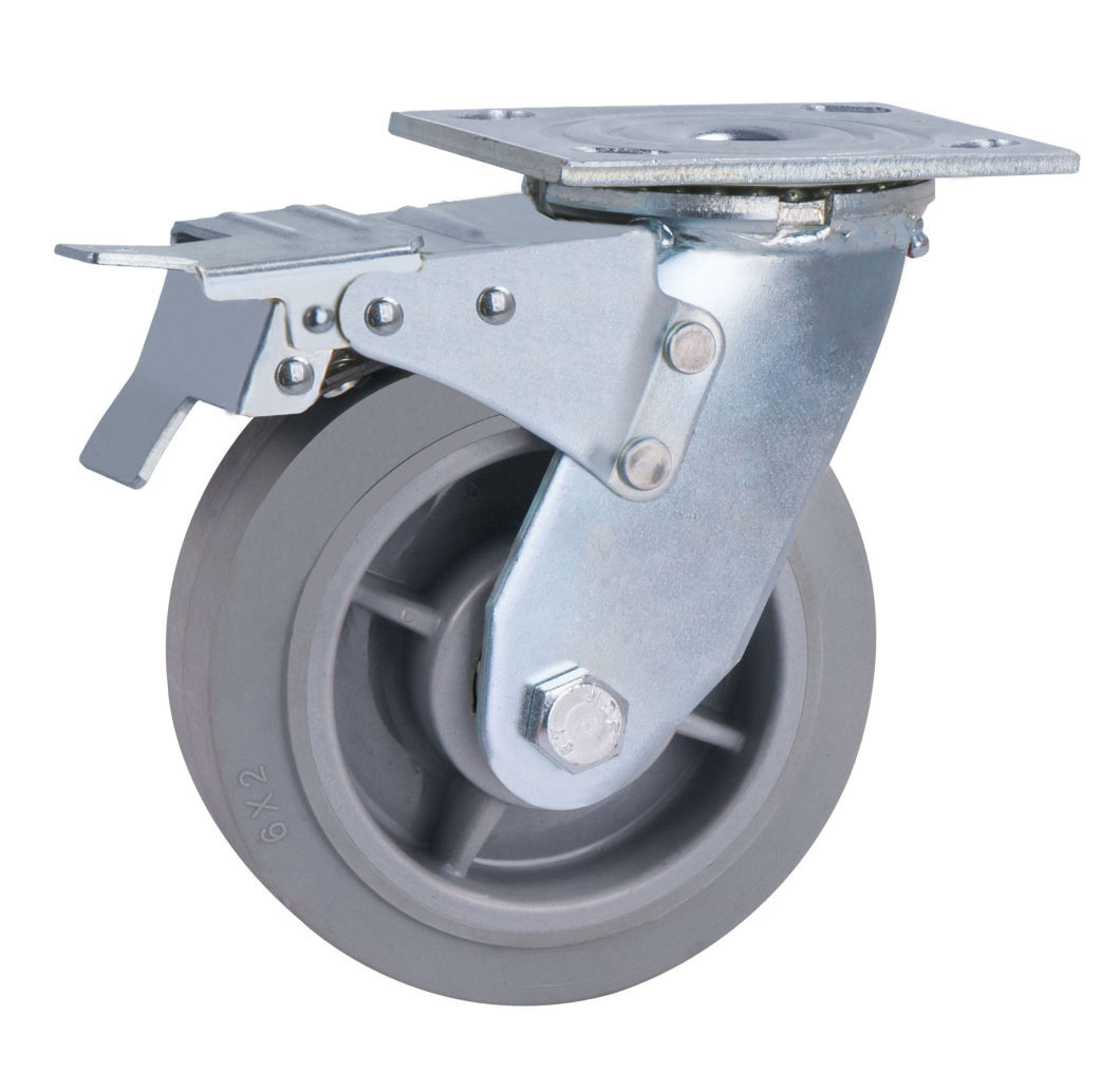 350kg 4inch to 8inch Industry Heavy Duty Shopping Trolley Rigid Rotary Brake TPR Caster