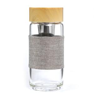 Quality Bamboo Lid Glass Water Bottle With Protective Sleeves wholesale