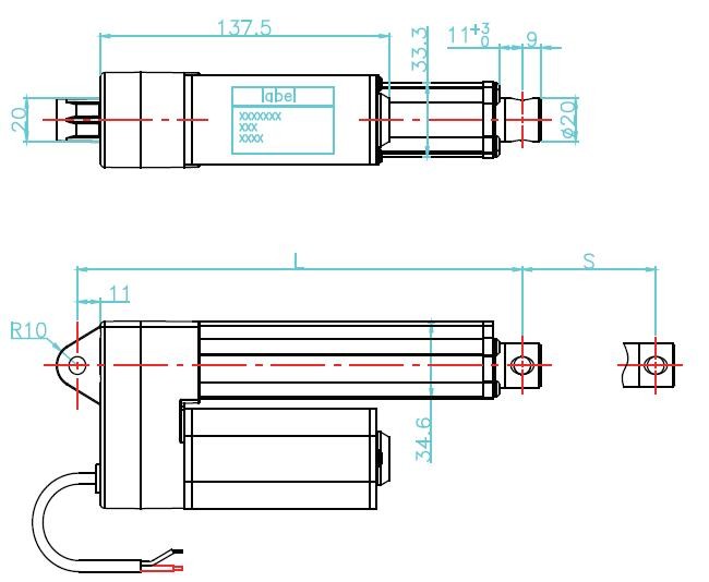 CE linear actuators electric 200 travel length, 12volt dc electric motor, IP65 (waterproof)