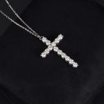 925 Sterling Silver Moissanite Jewelry Cross Pendant Chain Hip Hop Melee