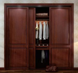 Quality MDF Lacquer Brown Walnut Sliding Door Wardrobe Bedroom Closet Cabinets Furniture wholesale