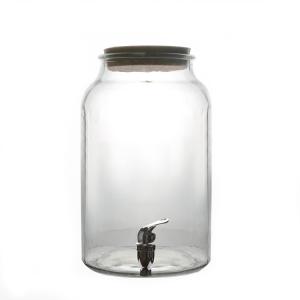 Quality 5L clear cylinder glass beverage juice dispenser with wood lid wholesale