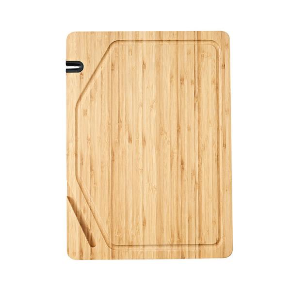 Custom 38x28cm Bamboo Butcher Block Cutting Board With Phone Holder Knife