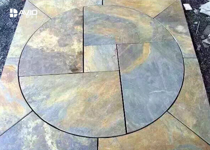 Round Grey Slate Paving Stones , Natural Garden Slate Tiles Waterproof